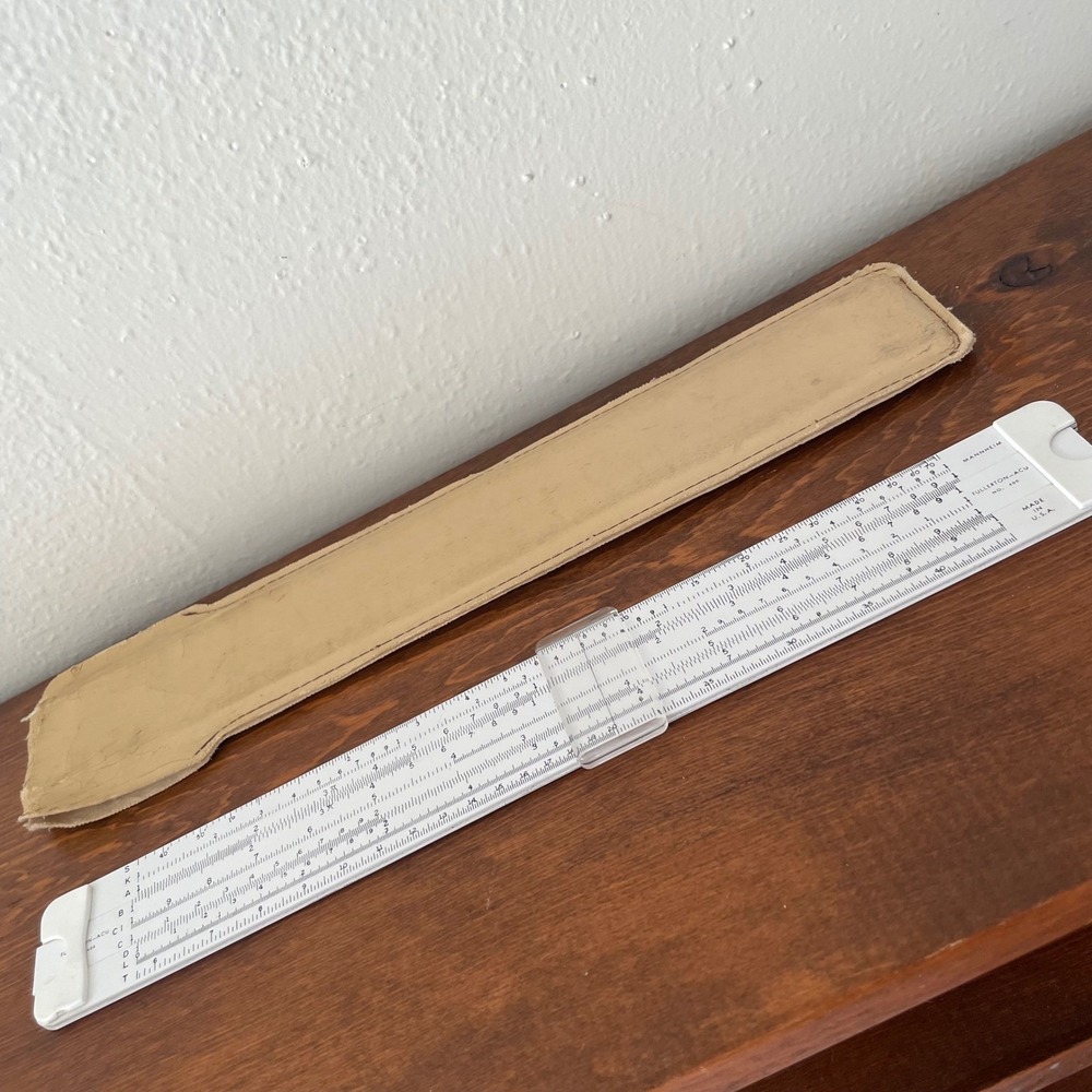 Mannheim Fullerton Acu No 400 Slide Rule 10" USA Plastic with Vinyl Sheath